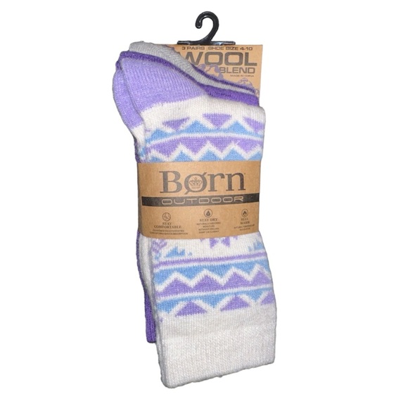 Born Wool Blend Outdoor Long Socks 3 Pairs Stay Warm Shock Absorbing New - Picture 1 of 4